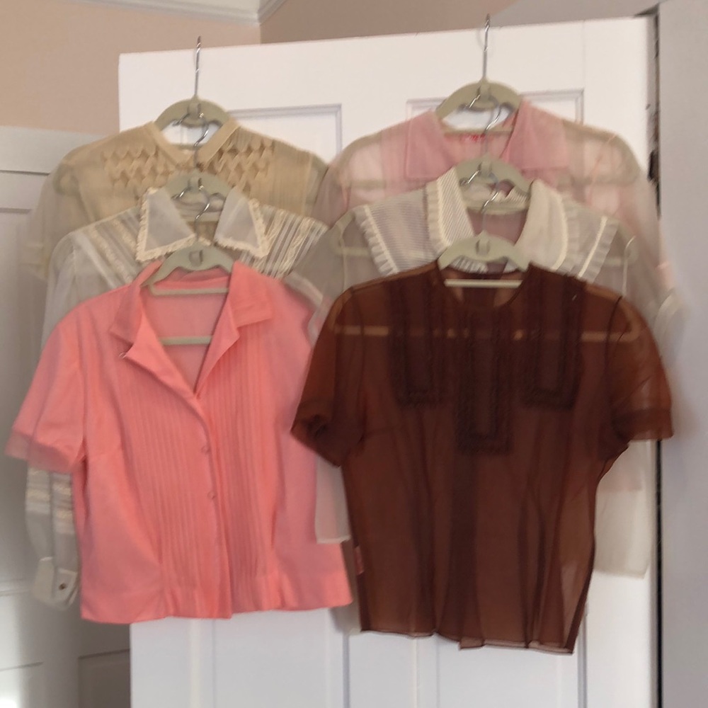 Six vintage 1950s sheer blouses, bundle